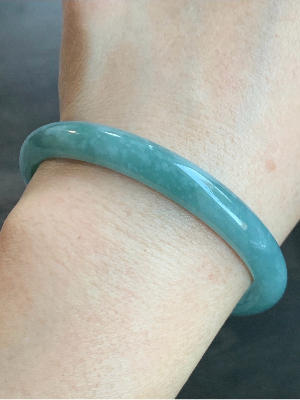 Certified Natural Guatemalan Teal Jadeite Bangle Bracelet 59.7mm